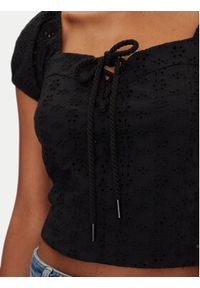 Guess Bluzka W5GP13 KCVA1 Czarny Slim Fit. Kolor: czarny. Materiał: bawełna