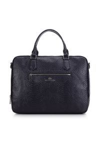 Wittchen - Damska torba na laptopa 13" ze skóry croco. Kolor: niebieski. Materiał: skóra. Styl: klasyczny, casual, elegancki, glamour #1