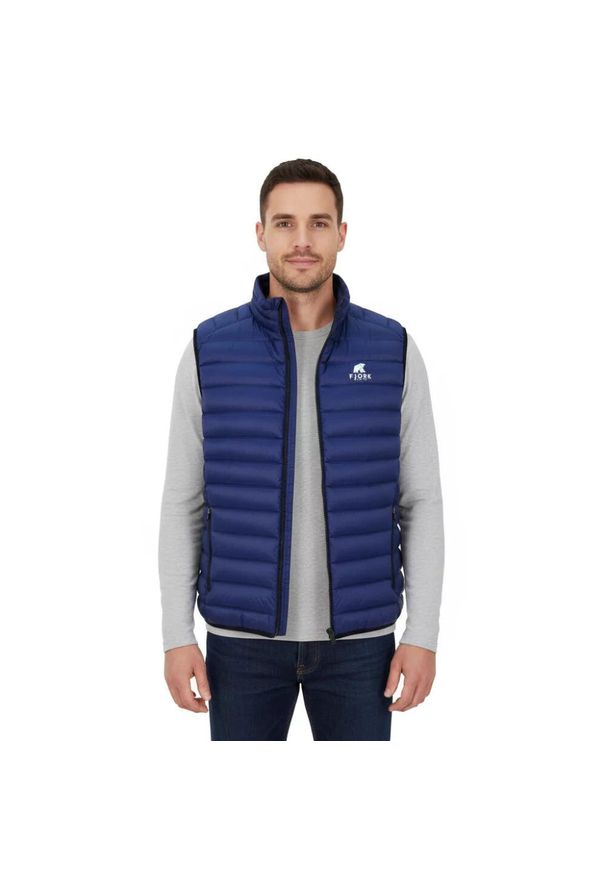 FJORK MERINO - Bezrękawnik puchowy męski Merino Nordend. Kolor: niebieski. Materiał: wełna, poliamid, puch. Długość rękawa: bez rękawów. Sport: turystyka piesza