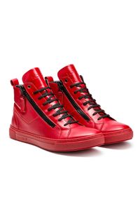 Kazar - Czerwone sneakersy męskie. Kolor: czerwony. Materiał: skóra #4
