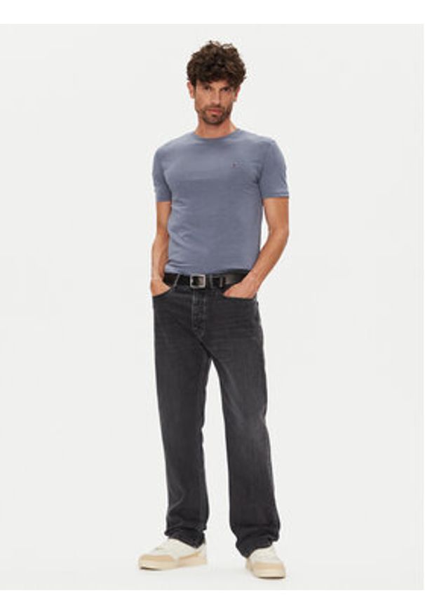 Tommy Jeans T-Shirt Jaspe DM0DM20363 Niebieski Slim Fit. Kolor: niebieski. Materiał: syntetyk