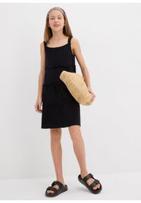 bonprix - Sukienka na ramiączkach z czystej bawełny organicznej. Kolor: czarny. Materiał: bawełna. Długość rękawa: na ramiączkach. Sezon: lato