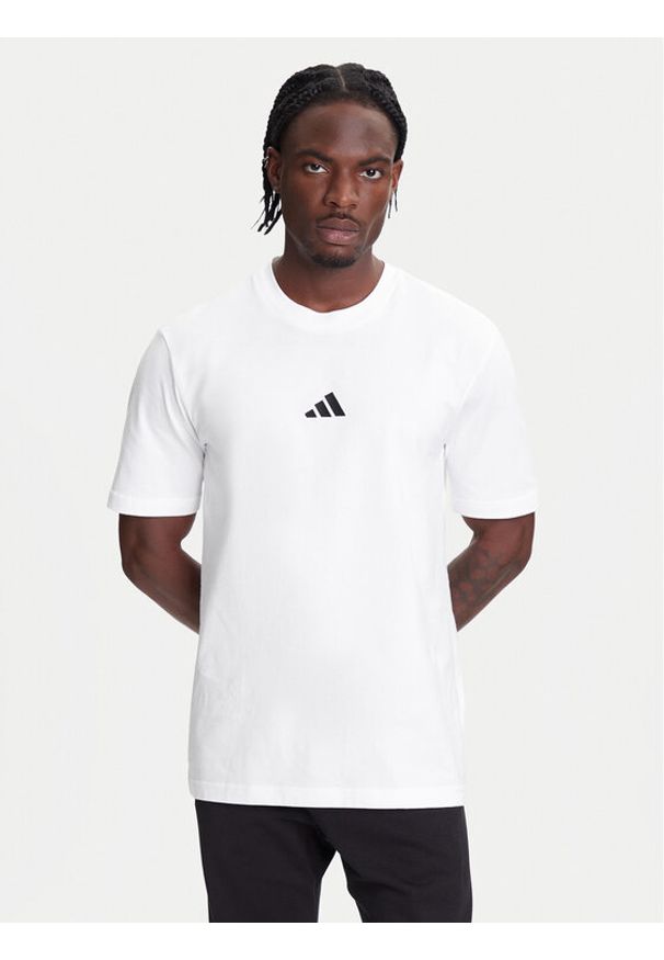 Adidas - adidas T-Shirt Essentials Small Logo JF1092 Biały Regular Fit. Kolor: biały. Materiał: bawełna