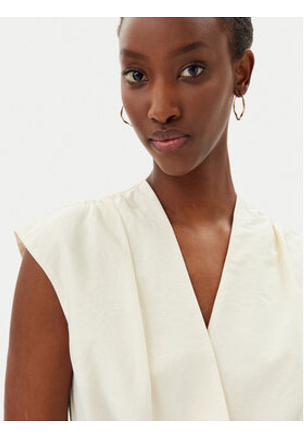 Marella Bluzka Bronzo 2513161072200 Écru Slim Fit. Materiał: bawełna