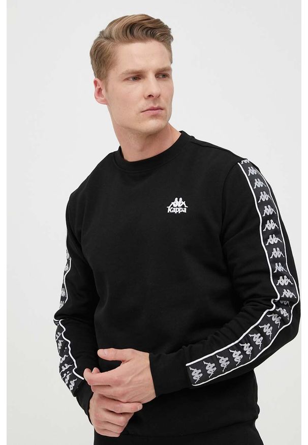 Kappa bluza męska kolor czarny wzorzysta. Kolor: czarny. Materiał: dzianina. Styl: klasyczny