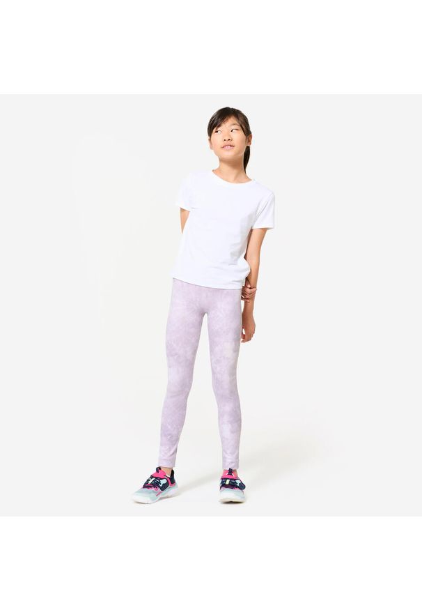 Decathlon - Legginsy dziecięce Domyos. Okazja: na uczelnię. Kolor: fioletowy. Materiał: elastan, poliester, materiał. Styl: sportowy
