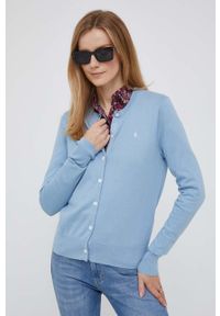 Polo Ralph Lauren kardigan damski kolor niebieski lekki. Okazja: na co dzień. Typ kołnierza: polo. Kolor: niebieski. Materiał: dzianina. Długość rękawa: długi rękaw. Długość: długie. Wzór: gładki. Styl: casual #5