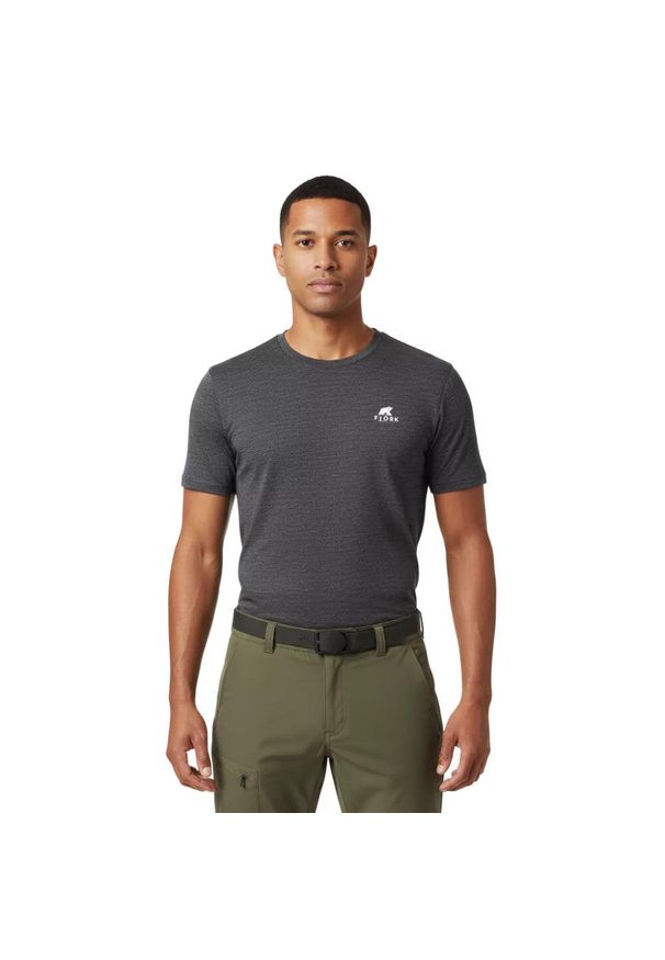 FJORK MERINO - Męska koszulka trekkingowa z merynosów. Kolor: szary. Materiał: wełna. Sport: turystyka piesza
