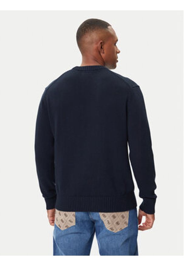 Guess Jeans Sweter M4BR31 Z3HM1 Granatowy Regular Fit. Kolor: niebieski. Materiał: bawełna