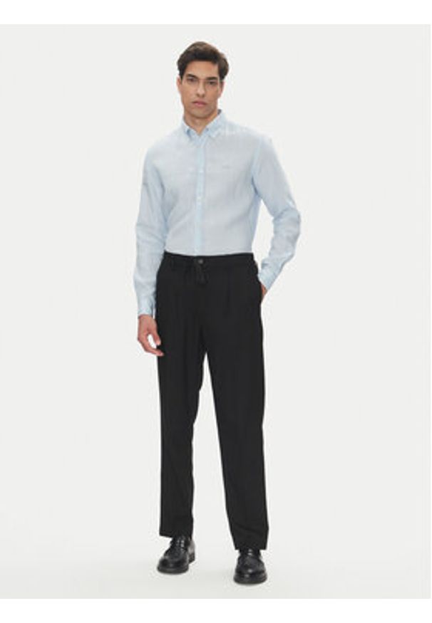 BOSS Koszula H-Roan-Bd-E-C1 50520283 Błękitny Slim Fit. Kolor: niebieski. Materiał: len