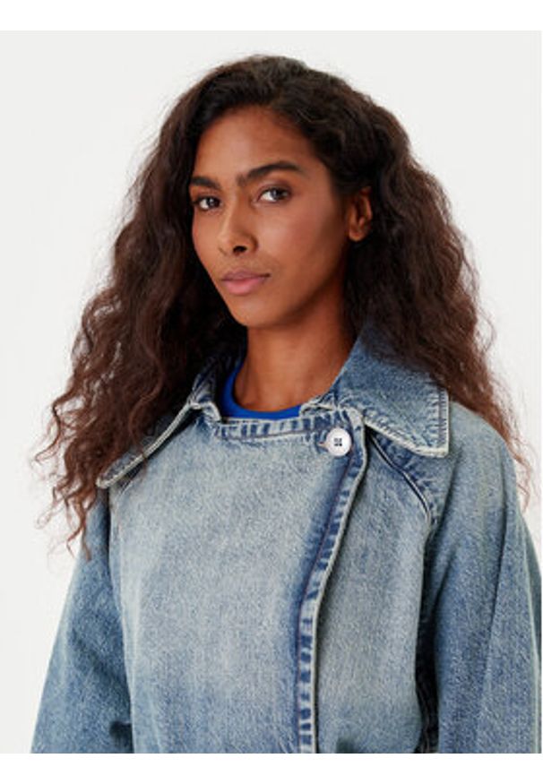 Hugo - HUGO Trencz Garena 50541545 Niebieski Oversize. Kolor: niebieski. Materiał: bawełna