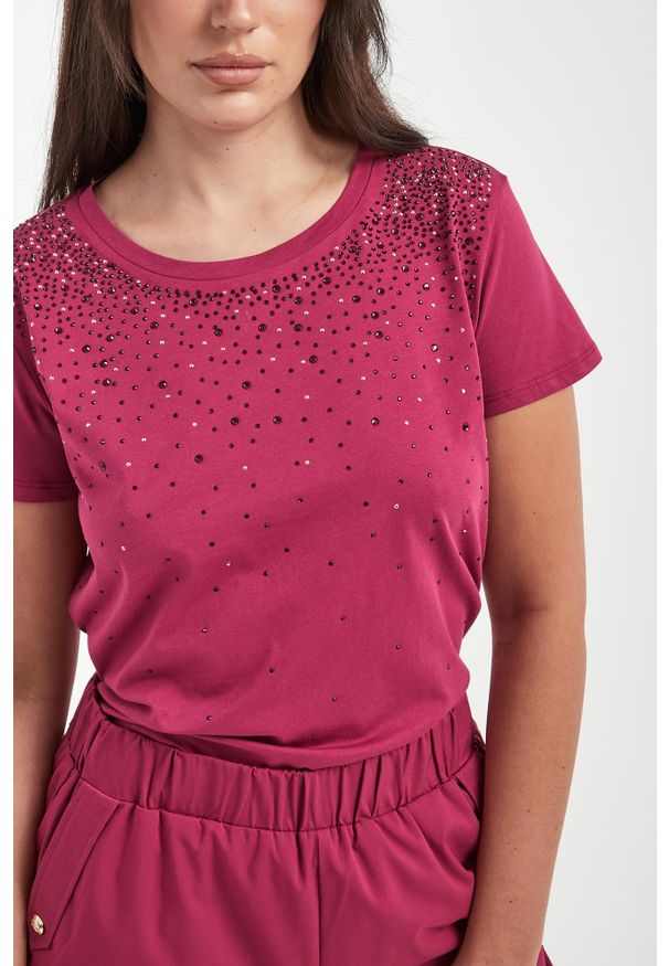 Liu Jo - T-shirt damski z cyrkoniami LIU JO