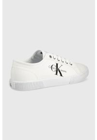 Calvin Klein Jeans tenisówki męskie kolor biały. Nosek buta: okrągły. Zapięcie: sznurówki. Kolor: biały. Materiał: guma, bawełna