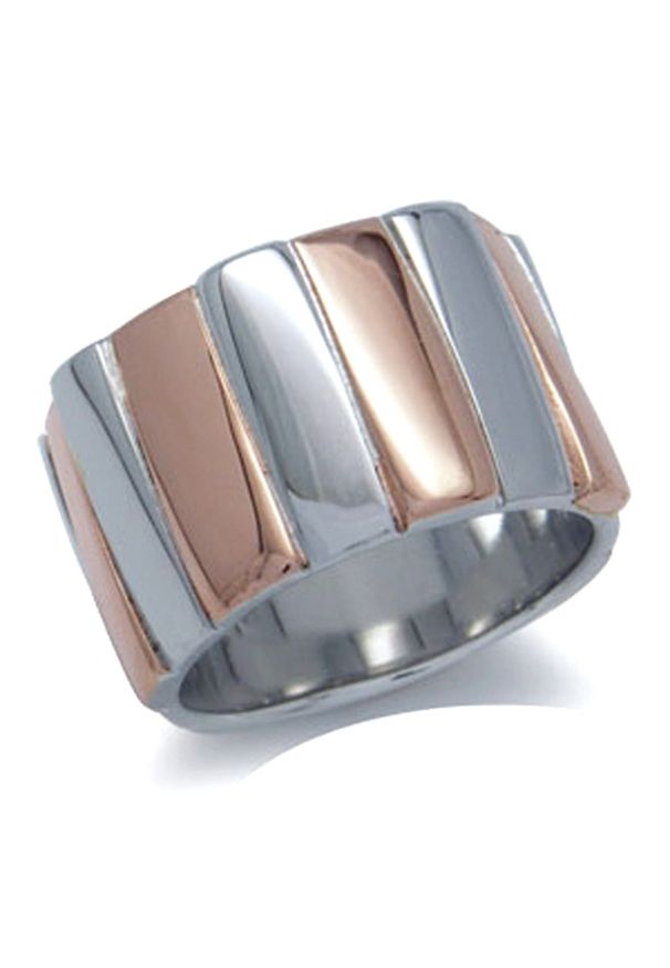 Braccatta - ZEBRANO Srebrny pierścionek obrączka szeroka pozłacany. Materiał: pozłacane, srebrne. Kolor: srebrny
