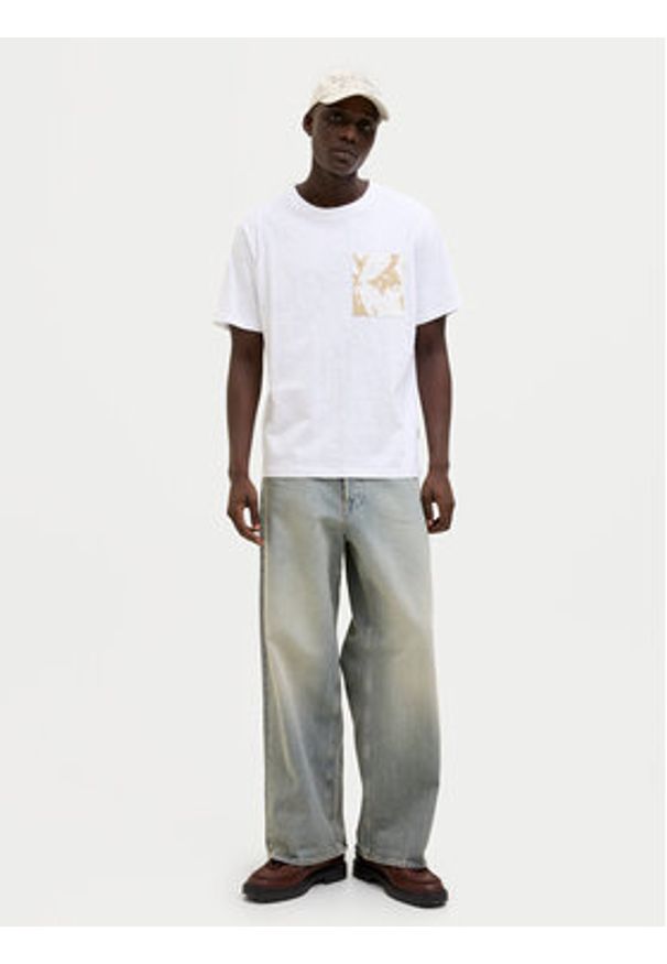 Jack & Jones - Jack&Jones T-Shirt Split 12272995 Biały Regular Fit. Kolor: biały. Materiał: bawełna