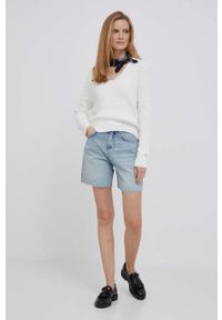 TOMMY HILFIGER - Tommy Hilfiger sweter z domieszką wełny damski kolor beżowy. Kolor: beżowy. Materiał: wełna #2