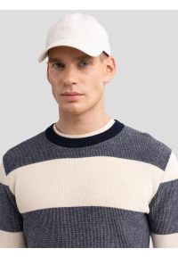 Big-Star - Sweter męski bawełniany w pasy beżowo-szare Pasador 000. Okazja: na co dzień. Kolor: wielokolorowy. Materiał: bawełna. Wzór: paski. Styl: casual, klasyczny, elegancki #4