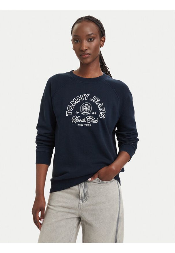 Tommy Jeans Bluza Heritage Logo DW0DW22821 Granatowy Regular Fit. Kolor: niebieski. Materiał: bawełna