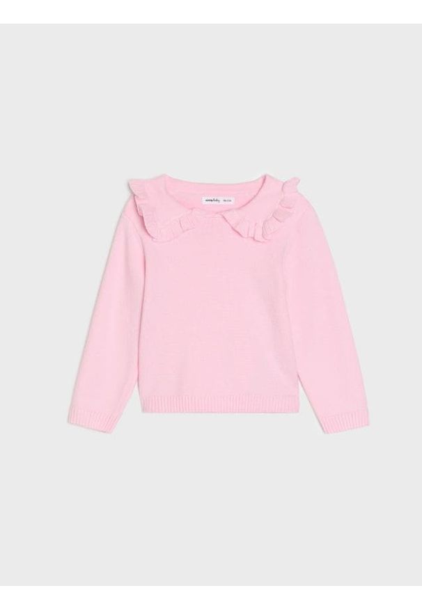 Sinsay - Sweter z ozdobną falbanką - różowy. Kolor: różowy