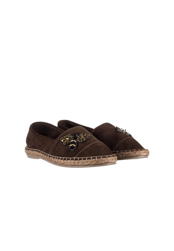 Espadryle Bayla-161 059 ARY500 Khaki, Zielony, Skóra naturalna. Kolor: zielony. Materiał: skóra. Szerokość cholewki: normalna. Wzór: aplikacja. Sezon: lato. Obcas: na obcasie. Styl: wakacyjny, klasyczny. Wysokość obcasa: średni