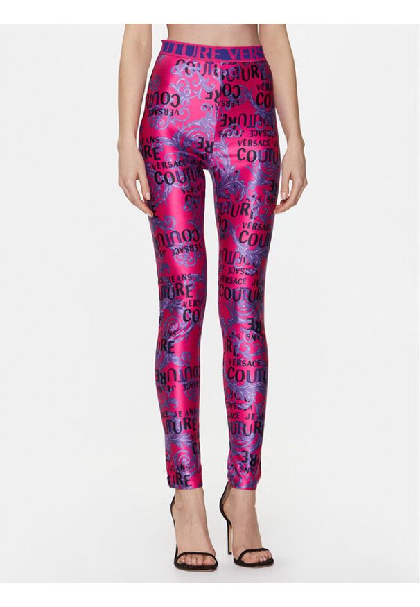 Legginsy Versace Jeans Couture. Kolor: różowy. Materiał: syntetyk