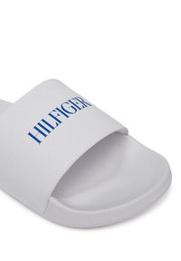 TOMMY HILFIGER - Tommy Hilfiger Klapki Hilfiger Print Tumble Pool Slide FM0FM05505 Biały. Kolor: biały. Materiał: skóra. Wzór: nadruk