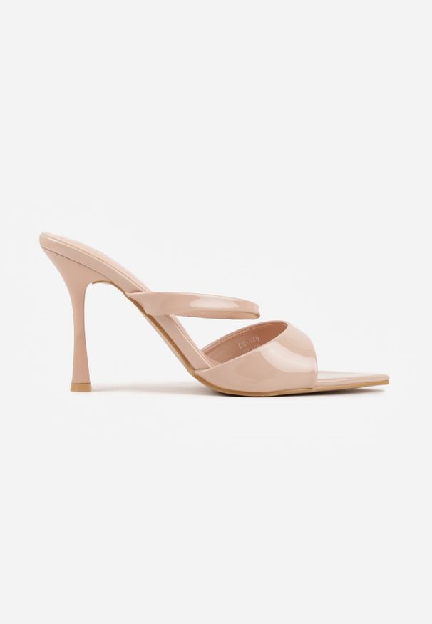 Renee - Beżowe Eleganckie Klapki na Szpilce z Noskiem w Szpic i Dwoma Paseczkami Sarrelle. Kolor: beżowy. Obcas: na szpilce. Styl: elegancki. Wysokość obcasa: średni