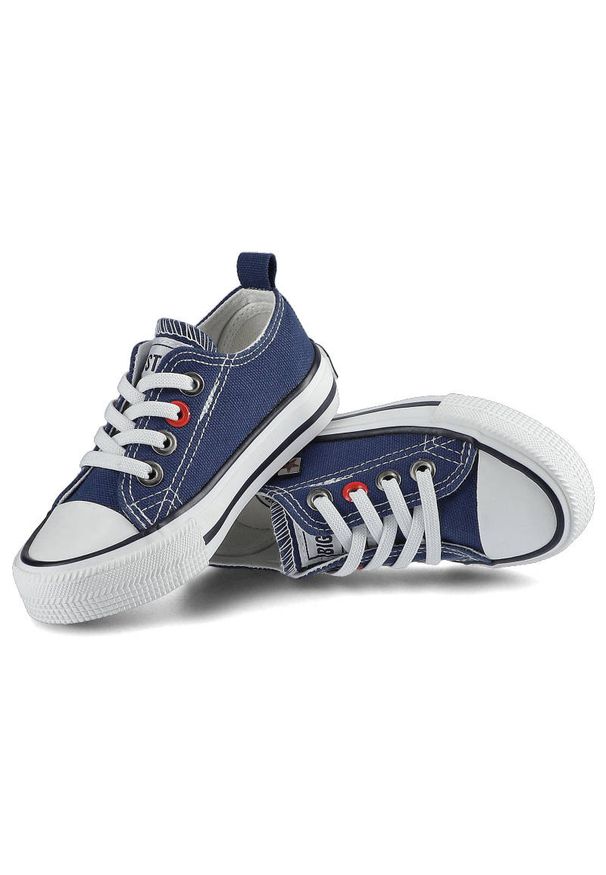 Big-Star - Granatowe Trampki Big Star Dziecięce Buty Wsuwane. Zapięcie: bez zapięcia. Kolor: niebieski. Materiał: guma, materiał. Szerokość cholewki: normalna. Wzór: aplikacja. Styl: elegancki