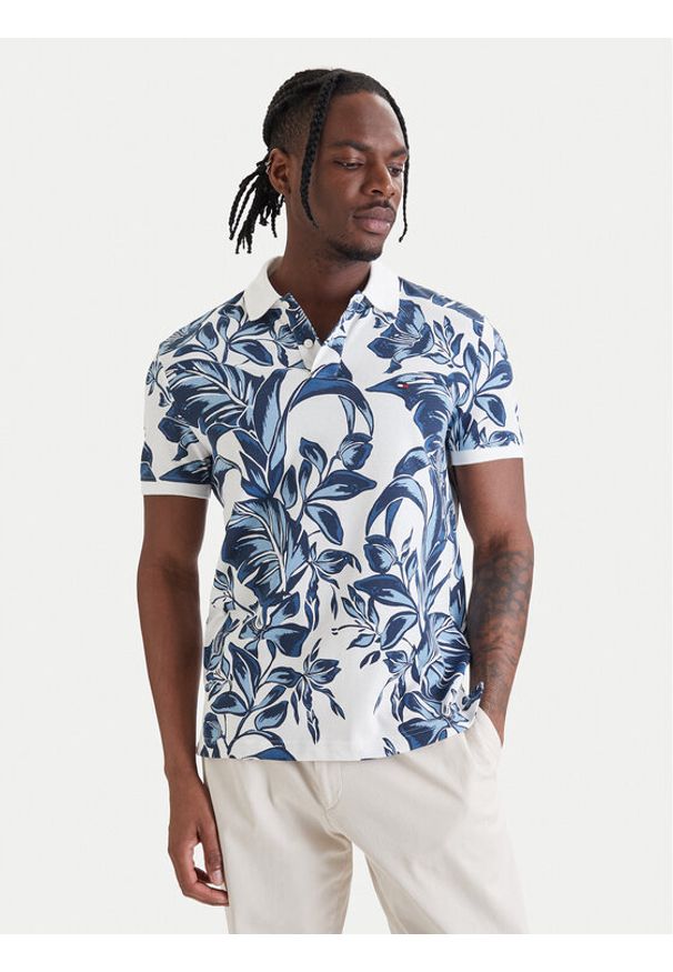 TOMMY HILFIGER - Tommy Hilfiger Polo Floral Aop MW0MW43125 Niebieski Regular Fit. Typ kołnierza: polo. Kolor: niebieski. Materiał: bawełna