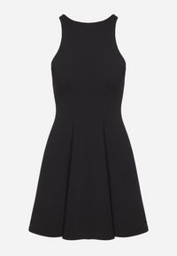 Born2be - Czarna Rozkloszowana Sukienka z Wiskozą Milenissa. Okazja: na co dzień, na imprezę. Kolor: czarny. Materiał: wiskoza. Sezon: lato. Styl: elegancki, casual