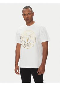 Versace Jeans Couture T-Shirt 78GAHT01 Biały Regular Fit. Kolor: biały. Materiał: bawełna