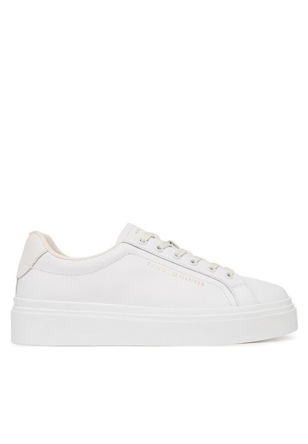 TOMMY HILFIGER - Tommy Hilfiger Sneakersy Chic Cupsole FW0FW09107 Biały. Kolor: biały. Materiał: skóra