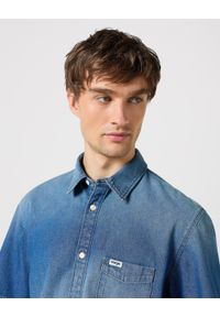 Wrangler - WRANGLER SS 1 PKT SHIRT MĘSKA KOSZULA JEANSOWA MID STONE 112350183. Materiał: jeans #4