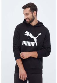 Puma bluza bawełniana męska kolor czarny z kapturem z nadrukiem. Typ kołnierza: kaptur. Kolor: czarny. Materiał: bawełna. Długość rękawa: długi rękaw. Długość: długie. Wzór: nadruk