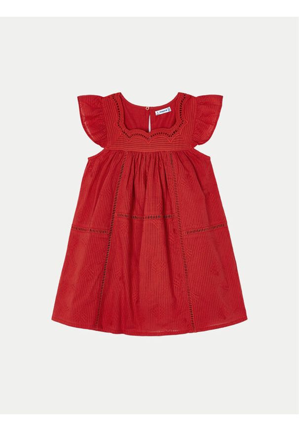 Mayoral Sukienka letnia 3930 Czerwony Regular Fit. Kolor: czerwony. Materiał: bawełna. Sezon: lato