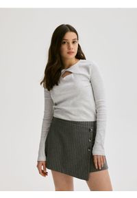 Reserved - Spódnico-szorty z zakładką - ciemnoszary. Kolor: szary. Materiał: dzianina, wiskoza #1