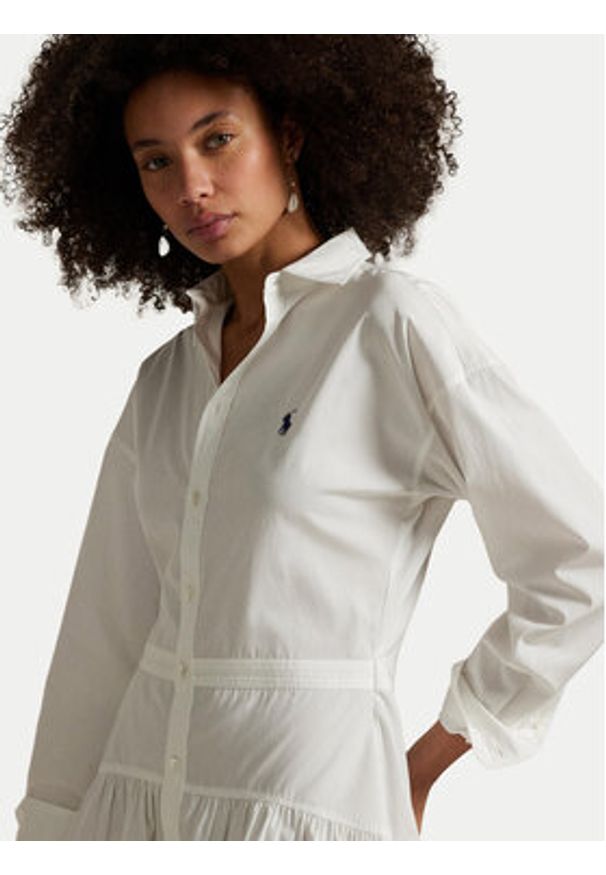 Polo Ralph Lauren Sukienka koszulowa 211965856001 Biały Regular Fit. Typ kołnierza: polo. Kolor: biały. Materiał: bawełna. Typ sukienki: koszulowe