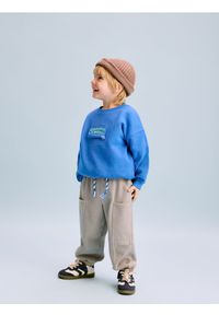 Reserved - Dresowe spodnie oversize - beżowy. Kolor: beżowy. Materiał: dresówka #1