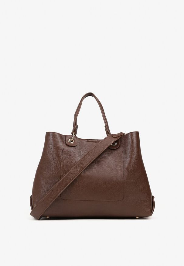 Born2be - Brązowa Dwukomorowa Torebka Typu Shopper Ozdobiona Metalicznymi Aplikacjami Adorrive. Kolor: brązowy. Wzór: aplikacja. Dodatki: z aplikacjami. Styl: elegancki