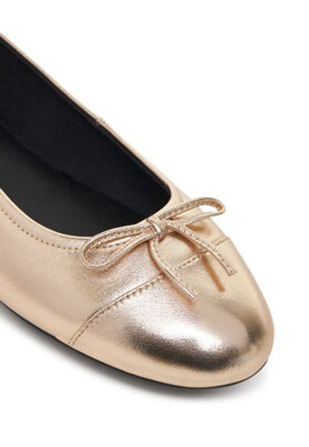 TOMMY HILFIGER - Tommy Hilfiger Baleriny Metallic Toe-Cap FW0FW08920 Złoty. Kolor: złoty. Materiał: skóra