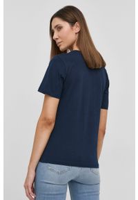Trussardi Jeans - Trussardi - T-shirt bawełniany. Okazja: na co dzień. Kolor: niebieski. Materiał: bawełna. Wzór: nadruk. Styl: casual