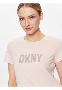 DKNY T-Shirt P9BH9AHQ Różowy Regular Fit. Kolor: różowy. Materiał: bawełna