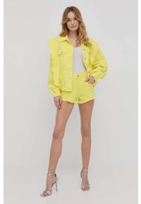 Silvian Heach szorty jeansowe damskie kolor żółty gładkie high waist. Okazja: na co dzień. Stan: podwyższony. Kolor: żółty. Materiał: jeans. Wzór: gładki. Styl: casual #4