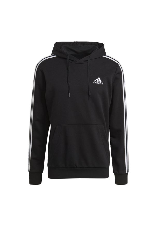 Adidas - adidas Essentials 3-Stripes Fleece Hoodie, męska bluza. Kolor: wielokolorowy, czarny, biały. Materiał: bawełna, poliester, wiskoza