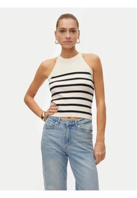 Vero Moda Top Saba 10306826 Beżowy Slim Fit. Kolor: beżowy. Materiał: wiskoza