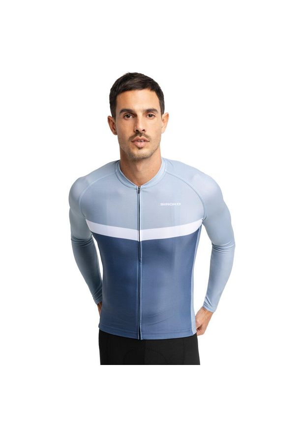 SIROKO - Męska koszulka rowerowa z krótkim rękawem Kolarstwo Siroko M2 Jouxplane. Kolor: niebieski. Długość rękawa: krótki rękaw. Długość: krótkie. Sport: kolarstwo