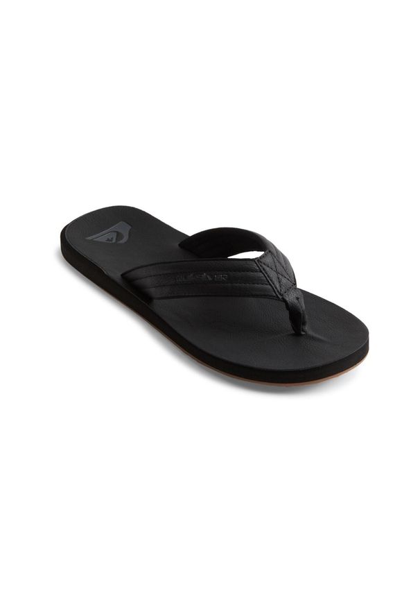 Japonki plażowe męskie Quiksilver Carver Nubuk. Okazja: na plażę. Kolor: czarny. Materiał: materiał, syntetyk, tkanina, guma. Sport: pływanie