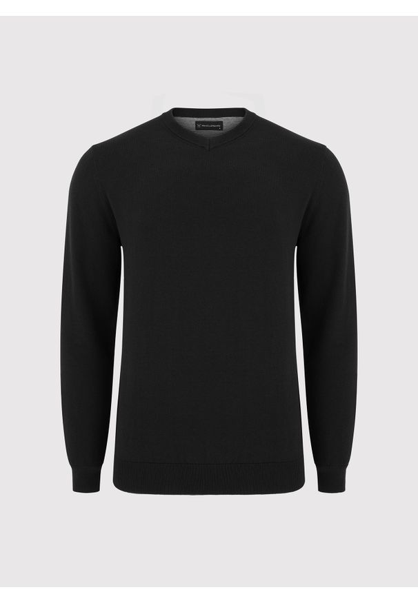 Pako Lorente - PAKO LORENTE – Czarny męski sweter w serek. Typ kołnierza: dekolt w serek. Kolor: zielony, czarny. Materiał: bawełna. Sezon: jesień