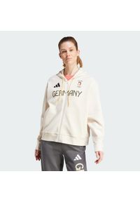 Adidas - Bluza Team Germany Full-Zip. Typ kołnierza: kaptur. Kolor: biały. Materiał: materiał