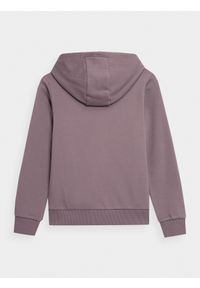 4f - Bluza dresowa rozpinana z kapturem dziewczęca. Okazja: na co dzień. Typ kołnierza: kaptur. Kolor: fioletowy. Materiał: dresówka. Styl: sportowy, casual